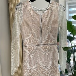 White lace long sleeve bachelorette dress
